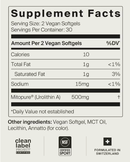 Timeline Mitopure Urolithin A Supplement Softgels - Clinically Proven Support for Healthy Aging and Cellular Renewal - Mitoceutical for Muscle Support and Longevity